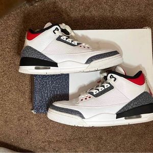 White and Red Men's Sneakers-Jordan3